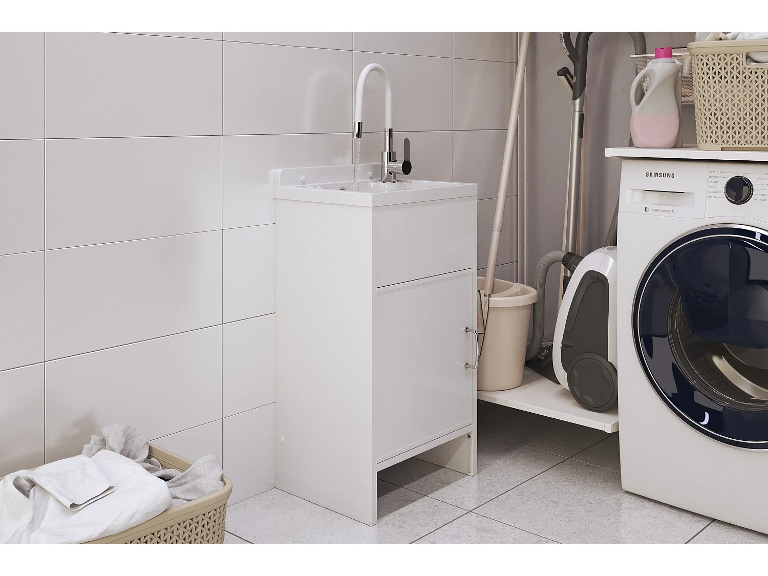 ÉVIER UTILITAIRE TECHNIQUE ARMOIRE BLANCHE PVC GARAGE SET LOMA