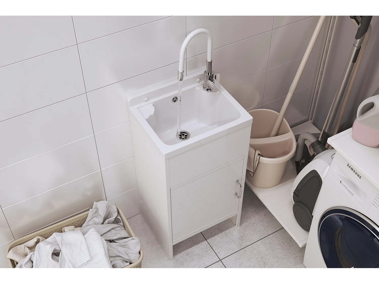 ÉVIER UTILITAIRE TECHNIQUE ARMOIRE BLANCHE PVC GARAGE SET LOMA