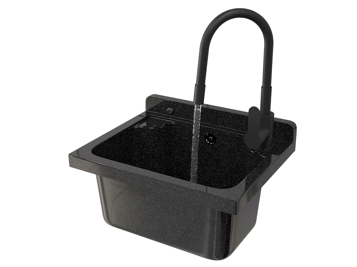 ÉVIER DE FERME NOIR MÉLANGEUR AVEC BEC FLEXIBLE LOMA