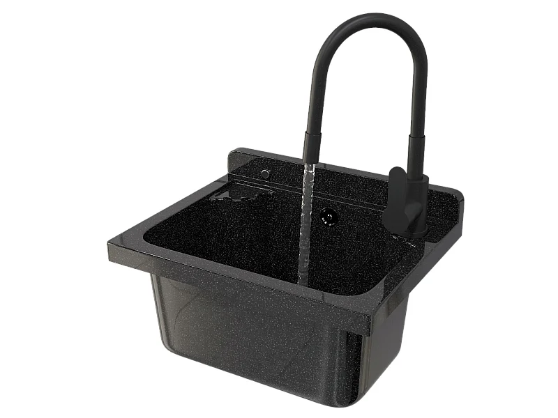 ÉVIER DE FERME NOIR MÉLANGEUR AVEC BEC FLEXIBLE LOMA