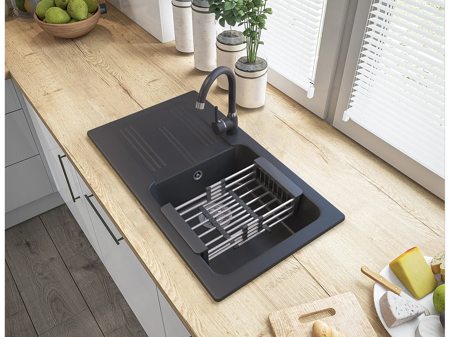 ENSEMBLE DE SIPHONS POUR ÉVIER EN GRANIT NOIR