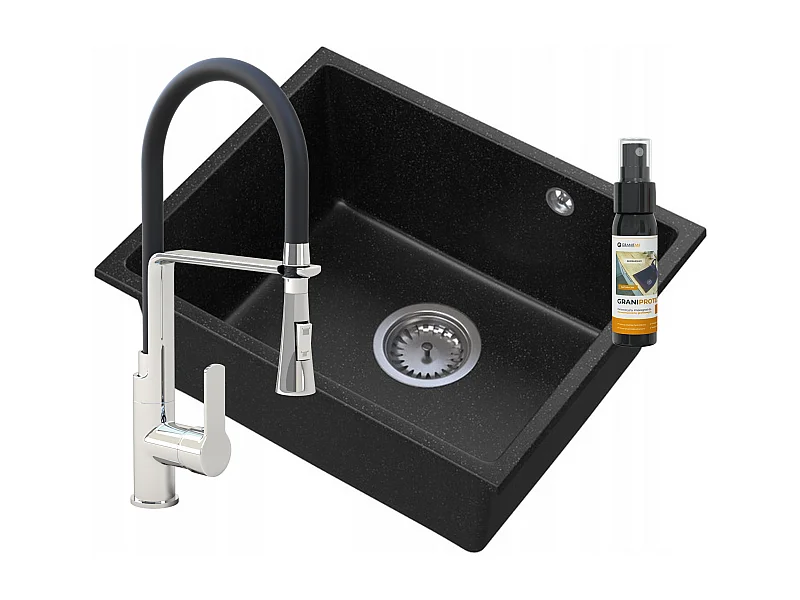MANADO GRANITE ÉVIER SOUS PLAN CHROME + ROBINETTERIE GAS