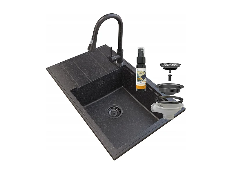 ÉVIER GRANIT LOUIS SIPHON BLACK BAT SNAKE GRANIT