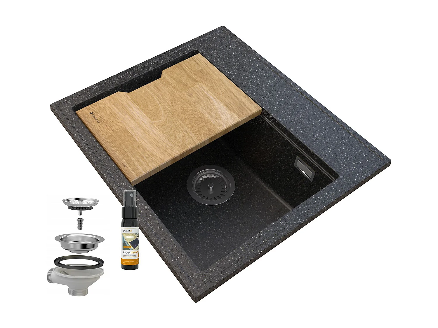 FOXAL GOLD GRANITE ÉVIER SIPHON CHROME