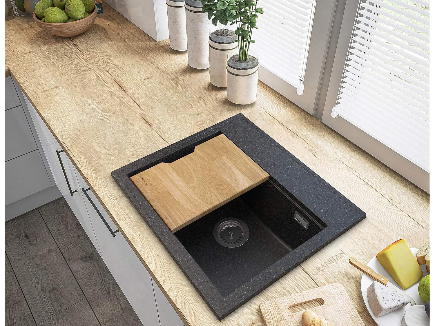 FOXAL GOLD GRANITE ÉVIER SIPHON CHROME