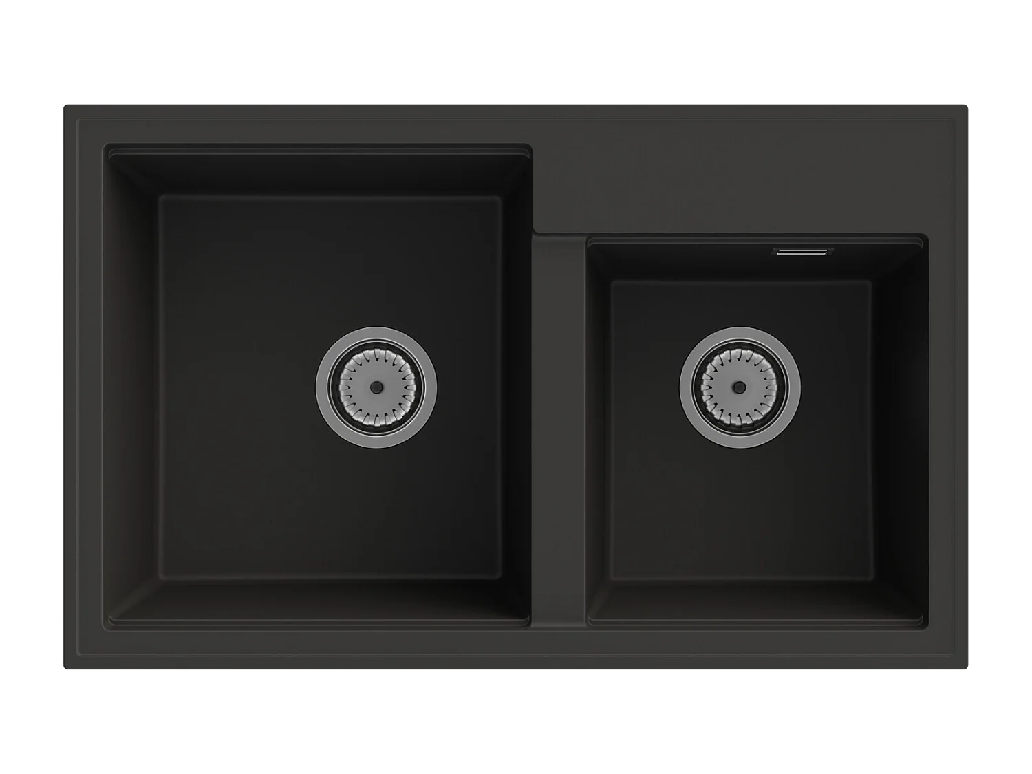 ÉVIER DOUBLE BAC GRANIT NOIR SIPHON CHROME HECTOR