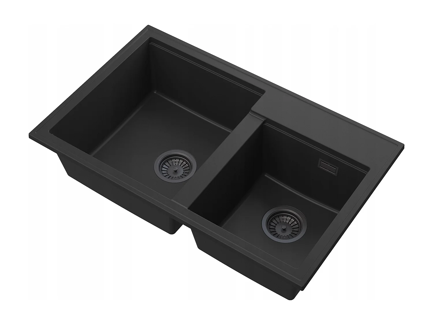 ÉVIER EN GRANIT NOIR HECTOR 2 COMPARTIMENT SIPHON NOIR