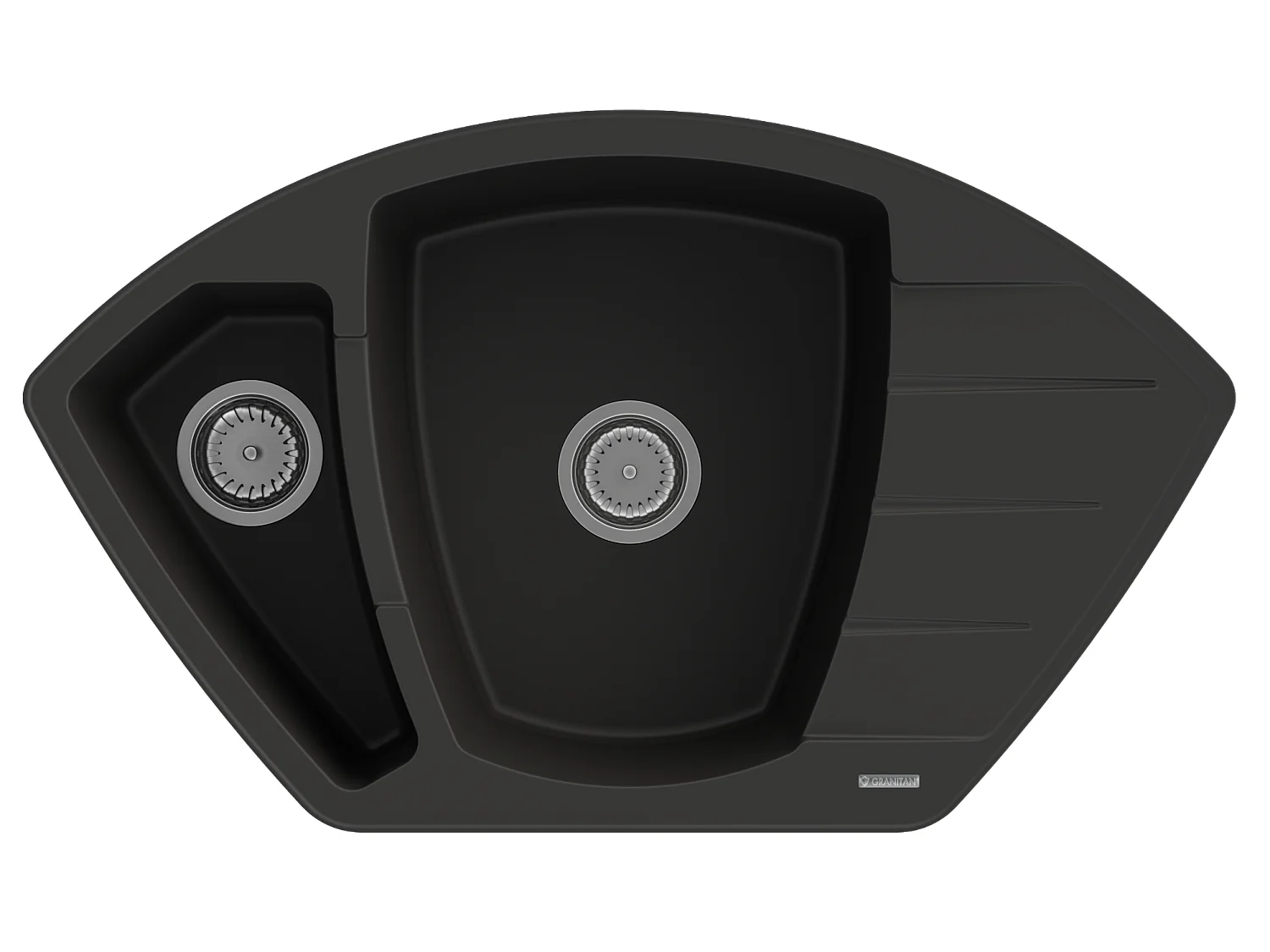 ÉVIER D'ANGLE EN GRANIT + MITIGEUR BEIGE GRIS