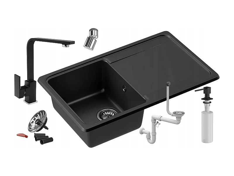 ÉVIER EN GRANIT + MITIGEUR +SIPHON +CLICK KLAK +PERLATOR