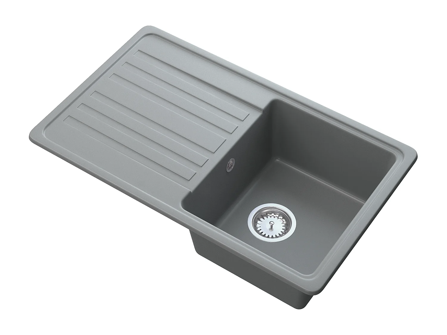 ÉVIER EN GRANIT 1 COMPARTIMENT ÉGOUTTOIR SIPHON GRIS CITRON