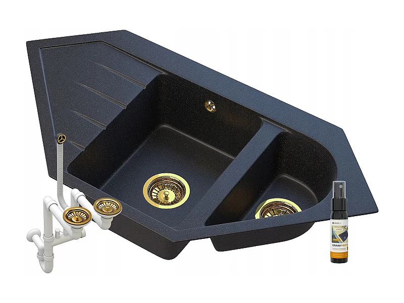 ÉVIER EN GRANIT NOIR AVEC DES GOUTTES D'OR