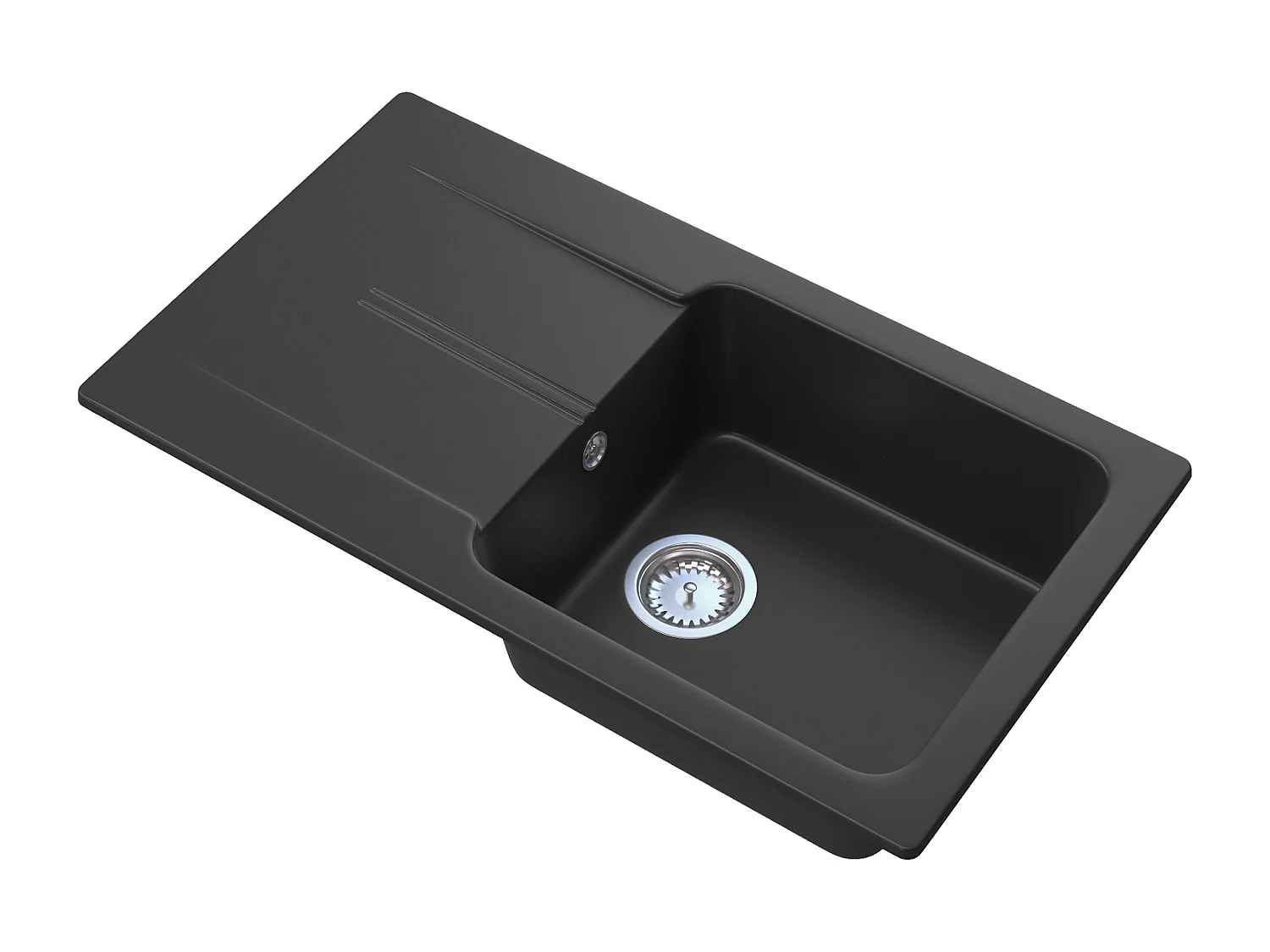 ÉVIER EN GRANIT AVEC ÉGOUTTOIR SIPHON NOIR TASOS