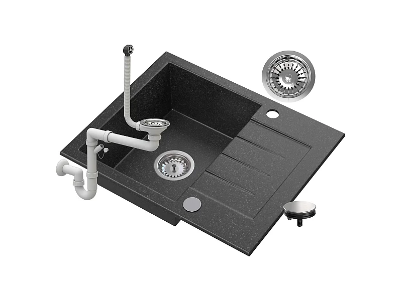 ÉVIER EN GRANIT AVEC ÉGOUTTOIR SIPHON TINOS GRANIT