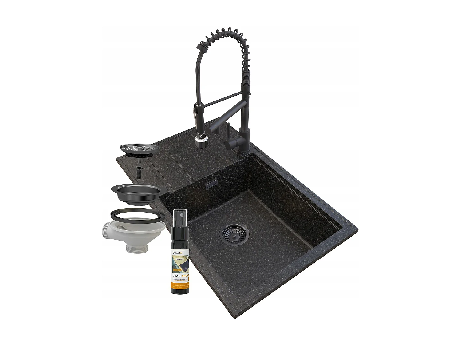 ÉVIER EN GRANIT ROBINET SIPHON OR SPIRALE LOUIS