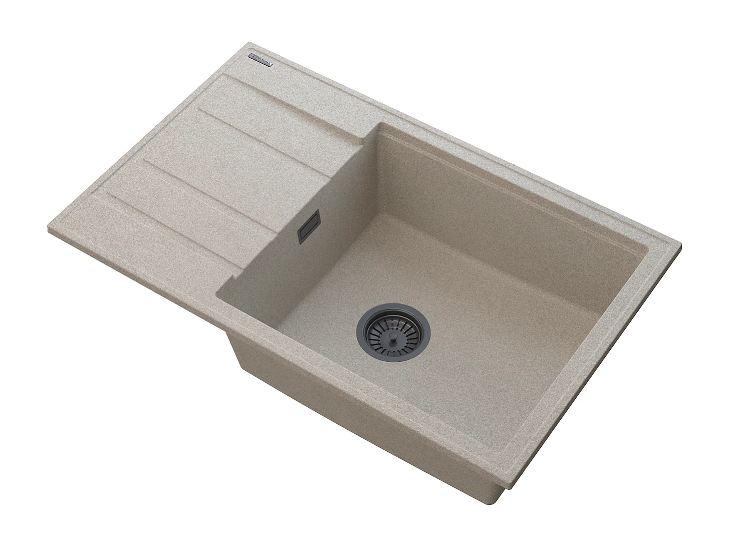 ÉVIER GRANIT BEIGE LOUIS ÉGOUTTOIR SIPHON NOIR