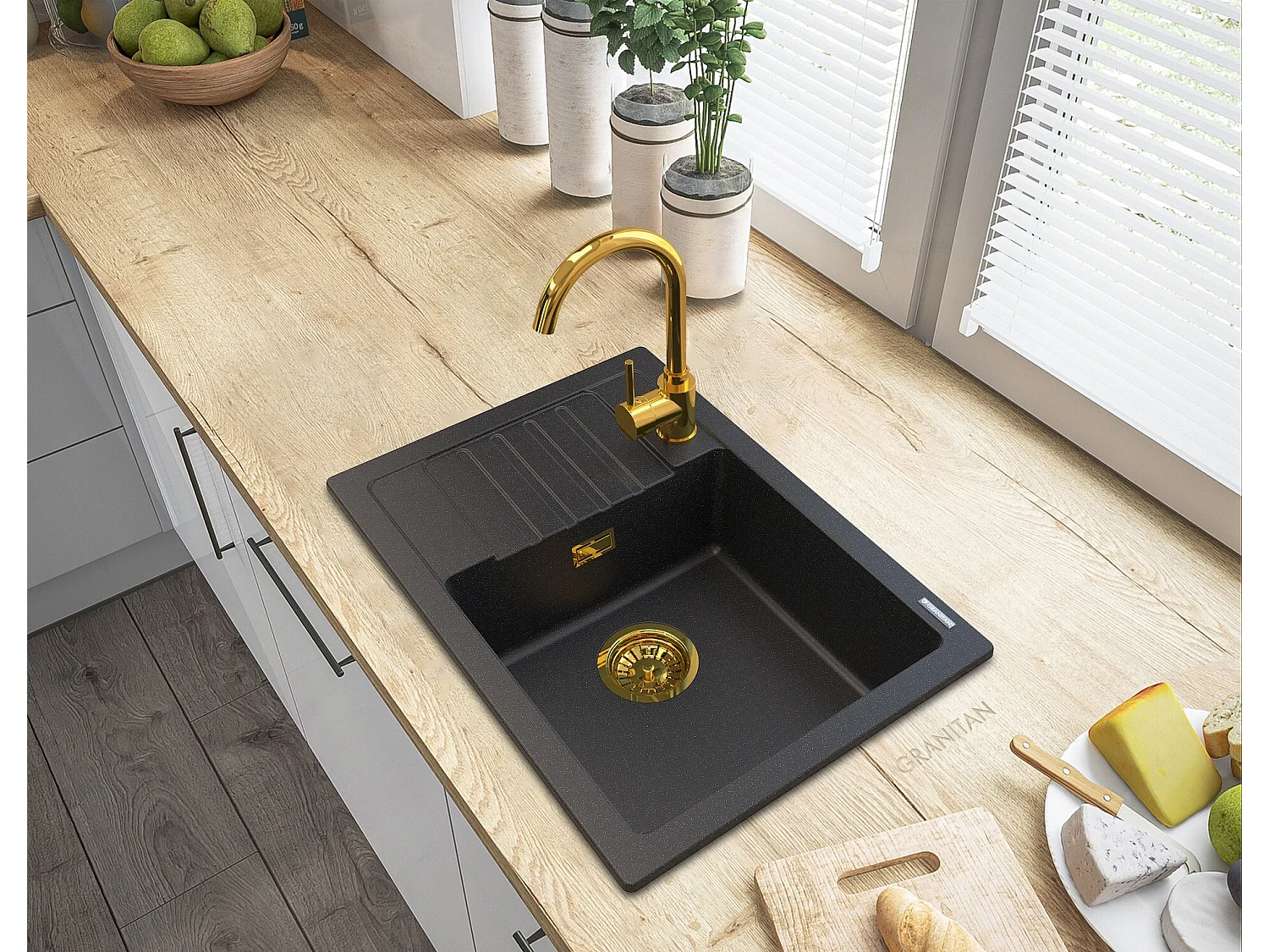 GOLDEN ARGOS GRANITE ÉVIER + BETA MITIGEUR + SIPHON