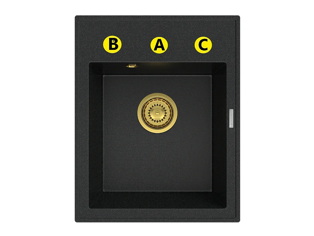 ENSEMBLE ÉVIER EN GRANIT MONOCUVE ROBINETTERIE OR SIPHON ÉGOUTTOIR NERO