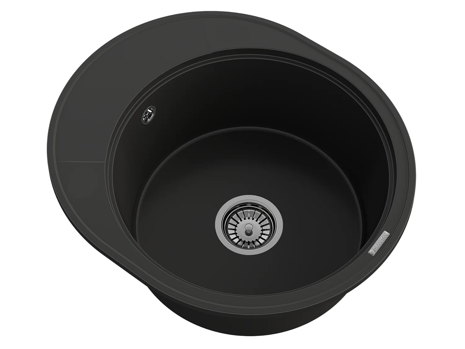 ÉVIER ROND EN GRANIT AVEC ÉGOUTTOIR À UN BAC SIPHON CHROME RAMIS