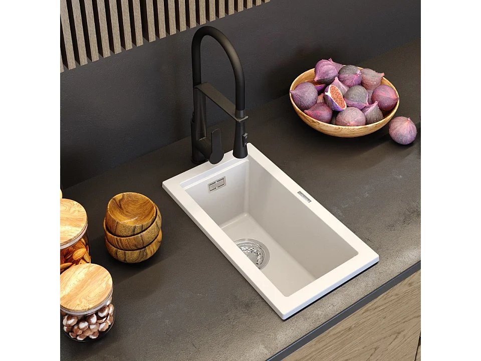 GRANIT ÉVIER ÉTROIT SOUS PLAN DE TRAVAIL TROP PLEIN RECTANGLE TUGA28