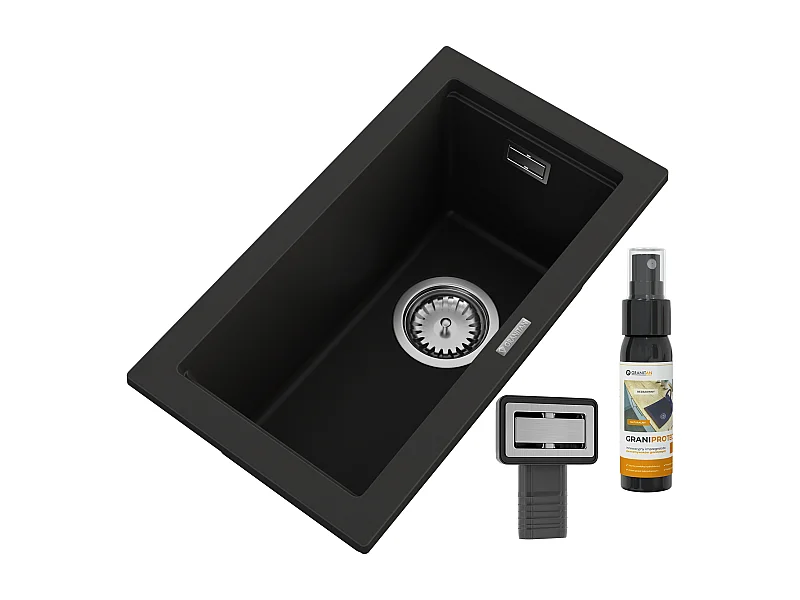 GRANIT ÉVIER ÉTROIT SOUS PLAN DE TRAVAIL TROP PLEIN RECTANGLE TUGA28