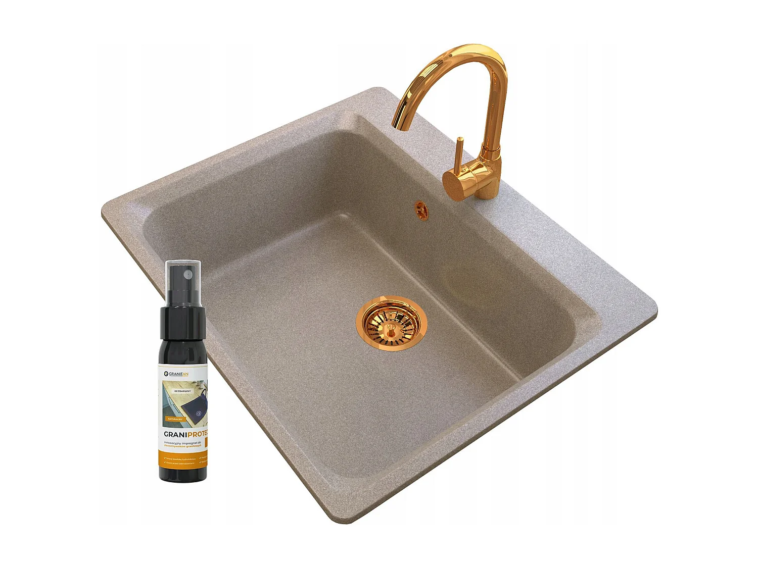 ZLEWOZMYWAK GRANITOWY KUCHENNY ZANTE BATERIA ZŁOTA
