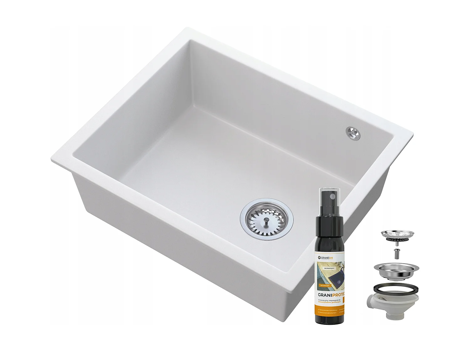 ÉVIER SALIX BLANC SOUS PLAN CHROMÉ