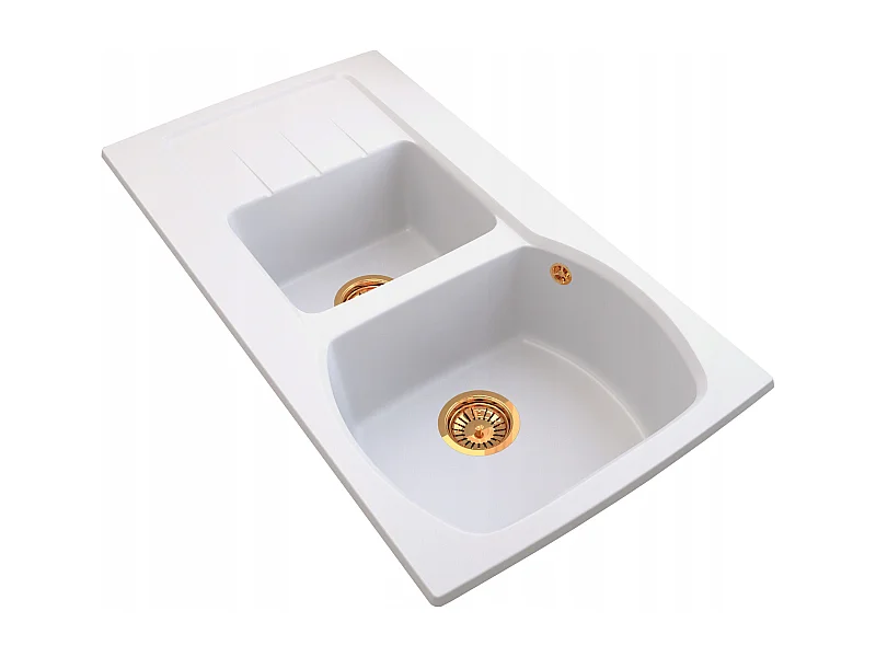 ZŁOTY Syfon zlewozmywak GRANITOWY dwukomorowy