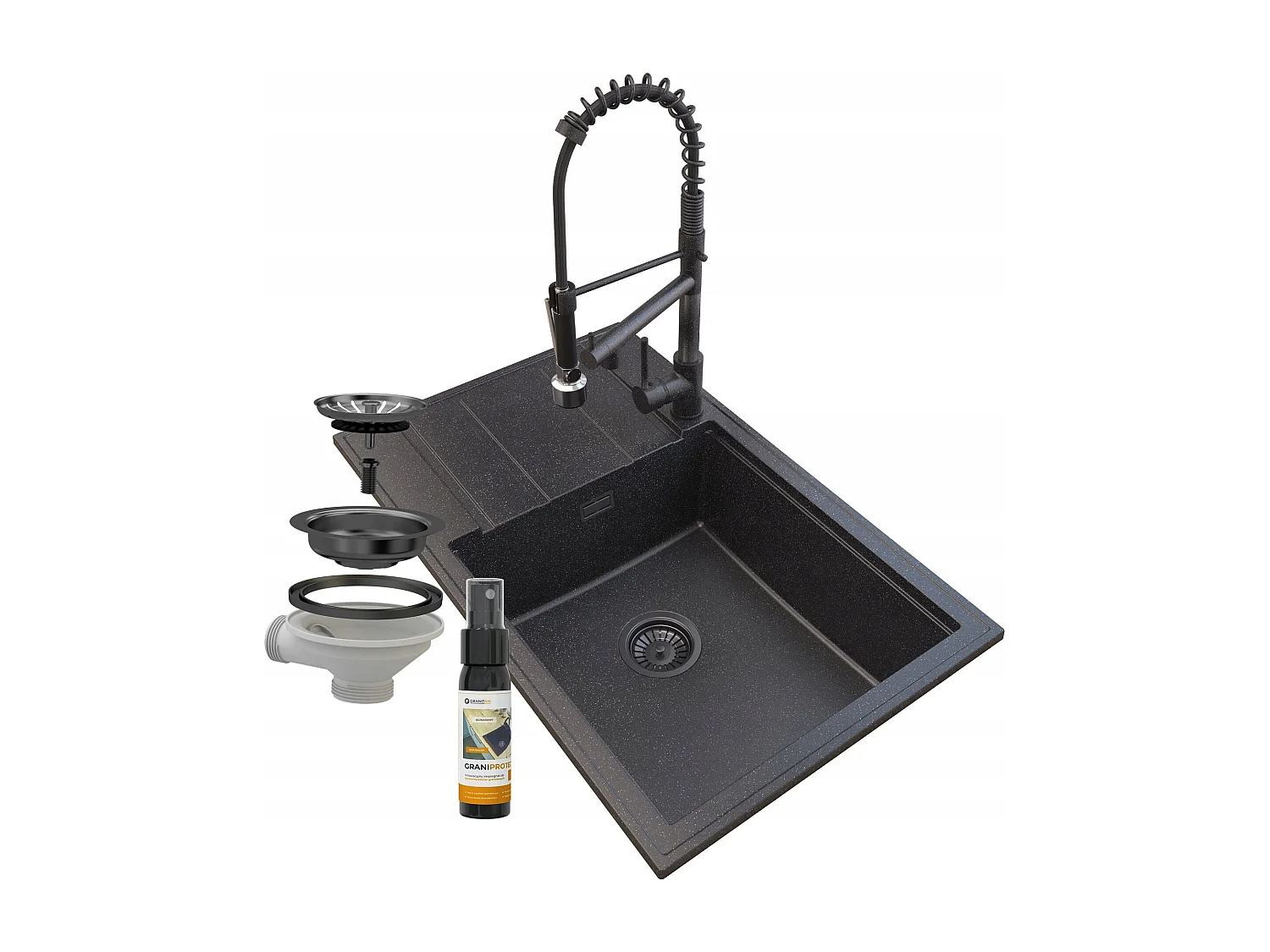 ÉVIER GRANIT SIPHON ROBINET SPIRALE GRANIT LOUIS