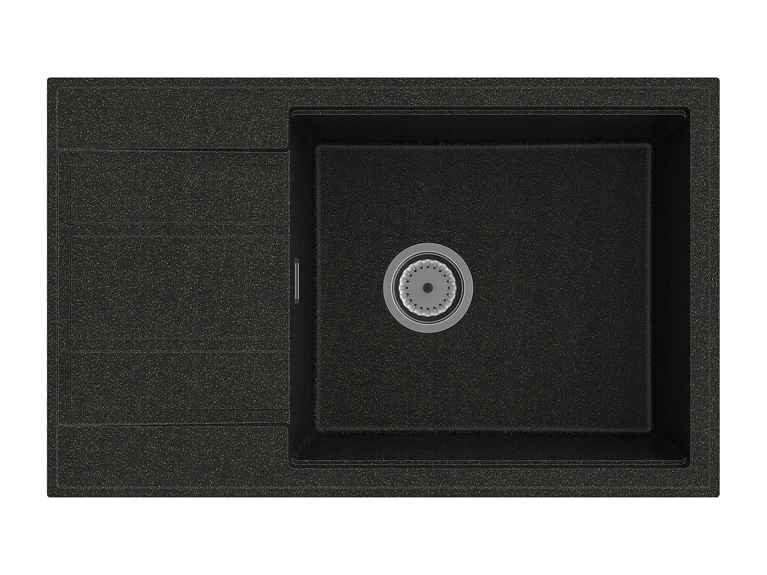 ÉVIER EN GRANIT ÉGOUTTOIR DORÉ SIPHON CHROME LOUIS