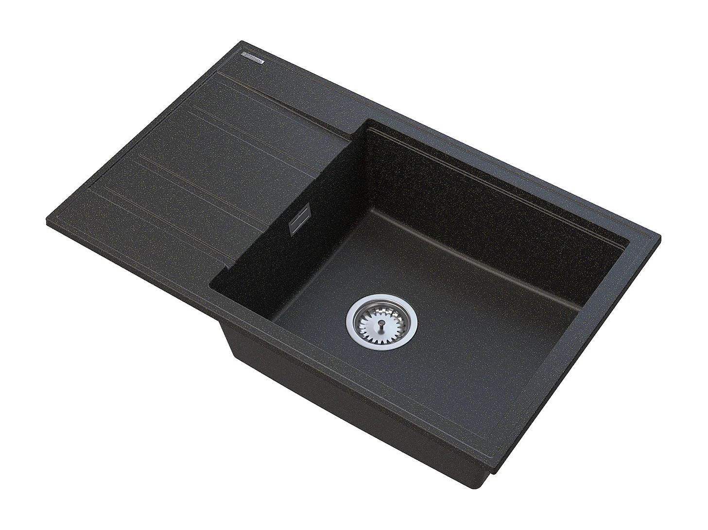 ÉVIER EN GRANIT ÉGOUTTOIR DORÉ SIPHON CHROME LOUIS