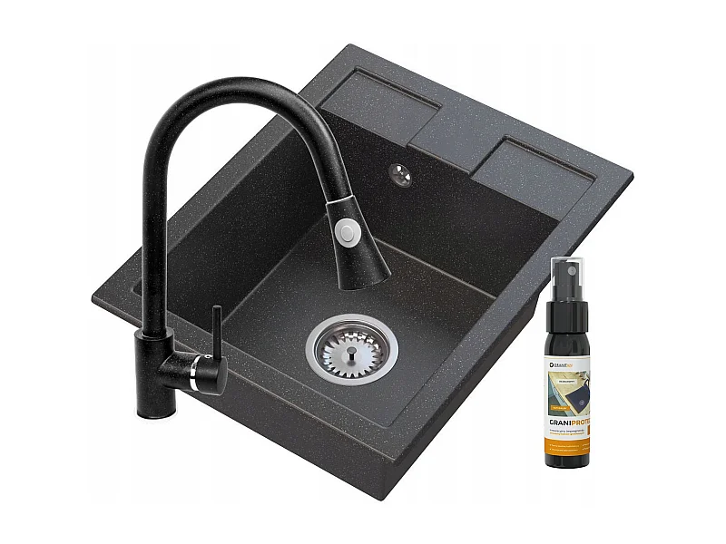 ÉVIER MONOCUVE EN GRANIT MEILLEUR ENSEMBLE DE ROBINETTERIE SIPHON MURAL