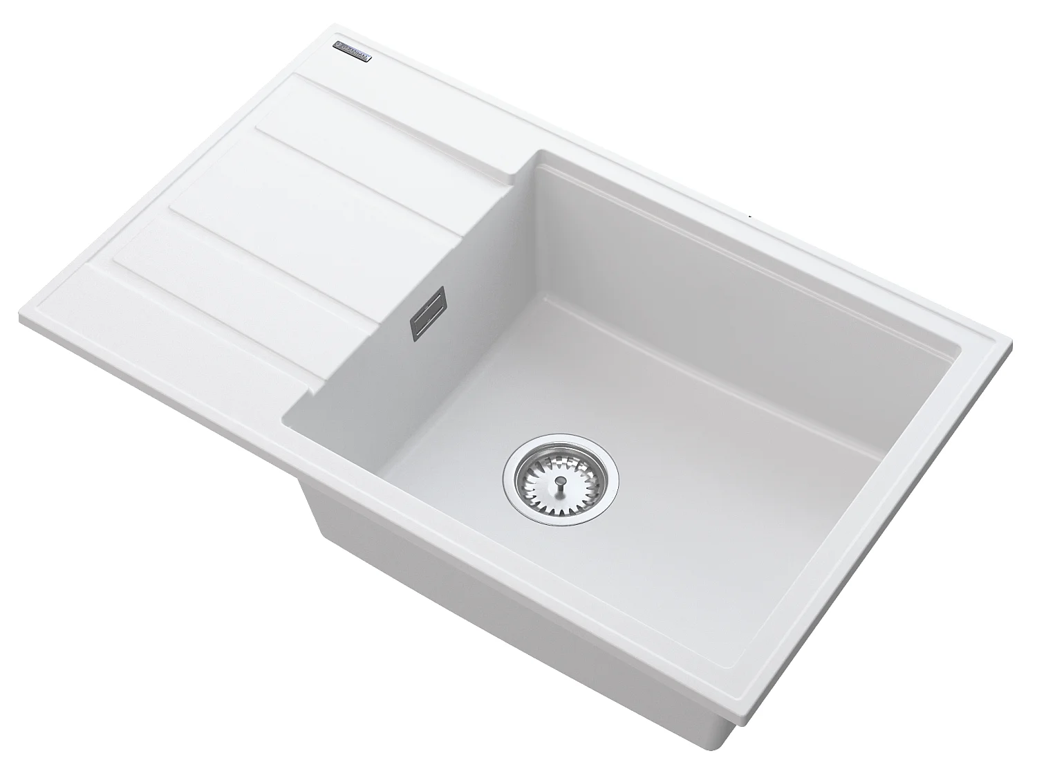 ÉVIER EN GRANIT BLANC SIPHON CHROME LOUIS