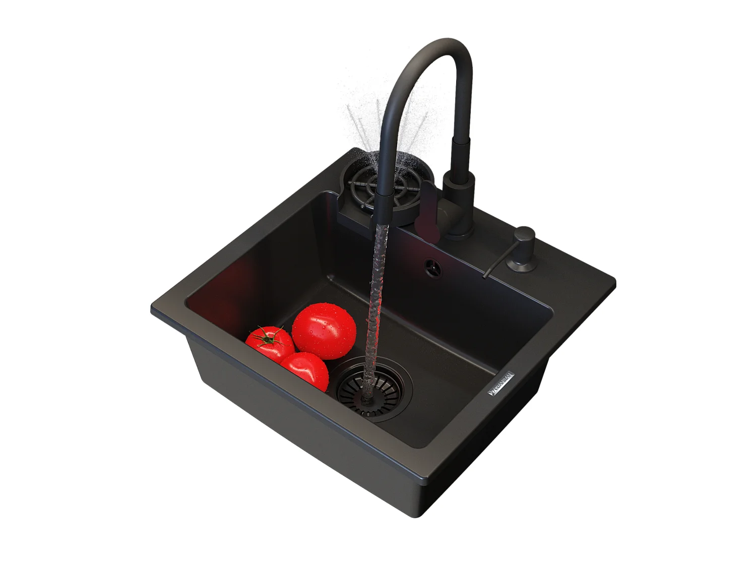 Evier en granit robinet noir distributeur lave linge ensemble de cuisine teor 84802633