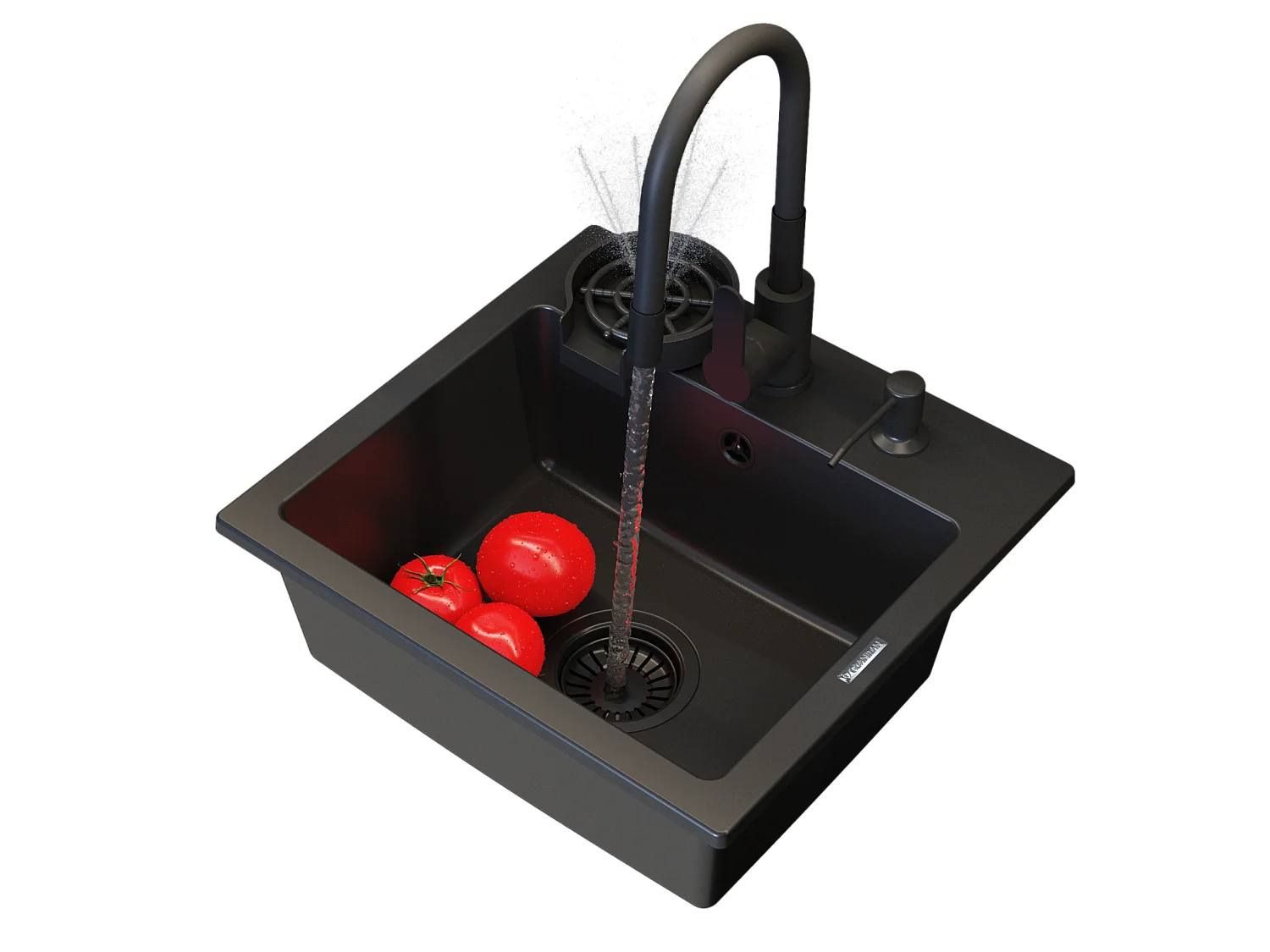 Evier en granit robinet noir distributeur lave linge ensemble de cuisine teor 84802633