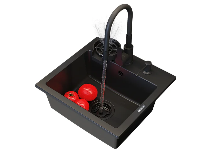 Evier en granit robinet noir distributeur lave linge ensemble de cuisine teor 84802633