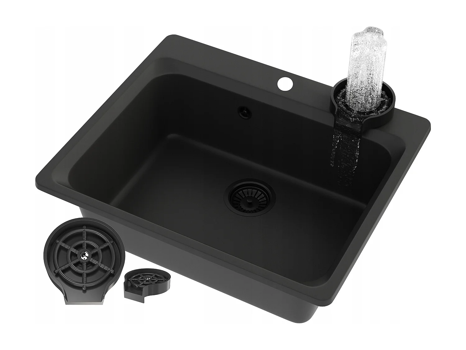 ÉCLAIRAGE Évier noir à un bac avec cuve profonde + laveuse automatique ZANTE