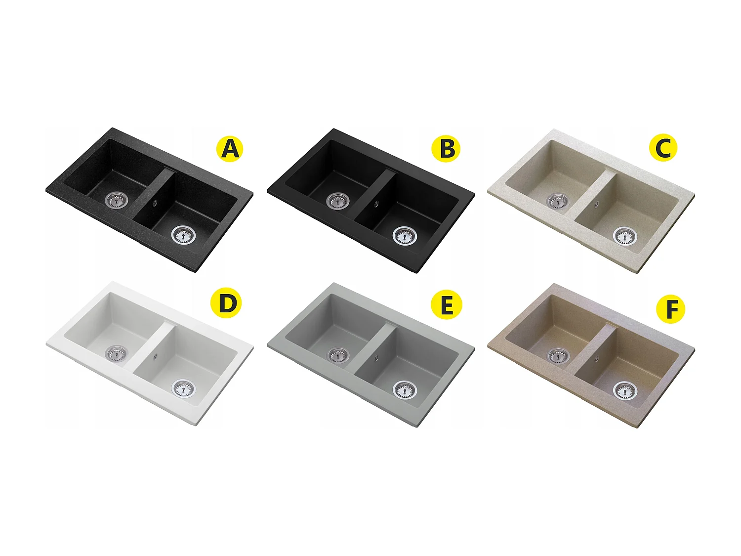 VERTO granit DOUBLE évier + siphon +++++