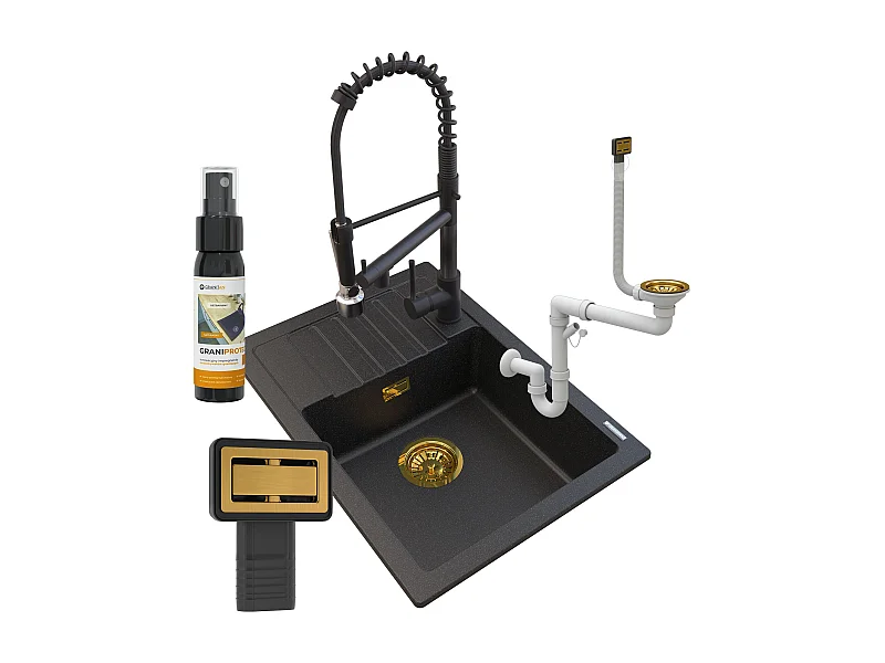 GOLDEN ARGOS GRANIT ÉVIER + ROBINET SPIRALE +SIPHON