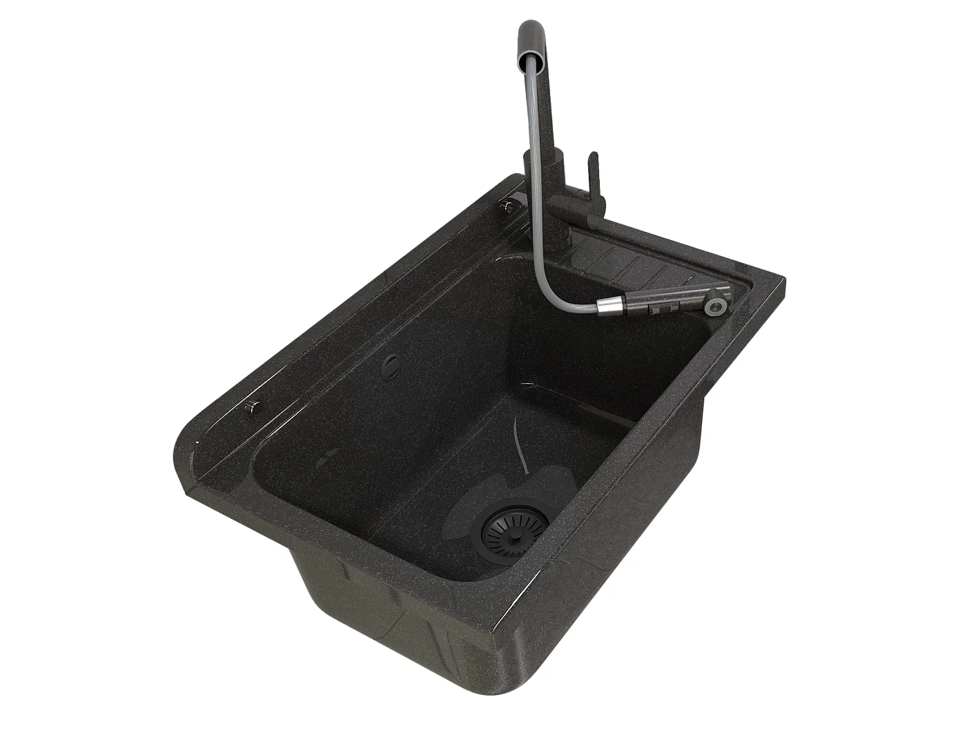 ÉVIER UTILITAIRE BOL NOIR ROBINET BEC EXTRACTIBLE BUANDERIE GARAGE MONZA