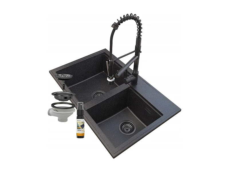 ÉVIER EN GRANIT HECTOR SIPHON ROBINET SPIRALE GRANIT