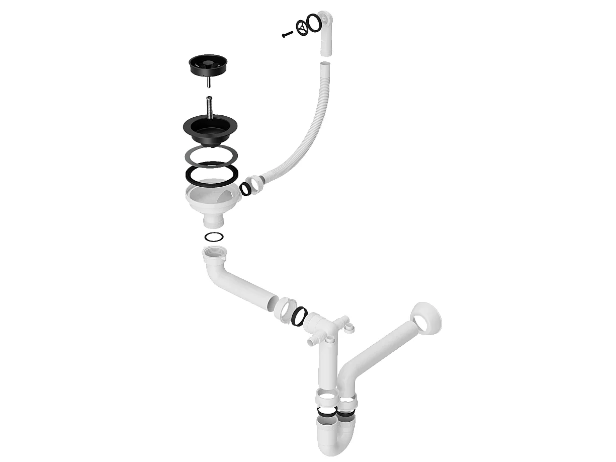 ÉVIER EN GRANIT NOIR MITIGEUR DE CUISINE SIPHON TEOR