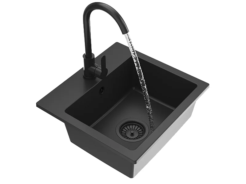 ÉVIER EN GRANIT NOIR MITIGEUR DE CUISINE SIPHON TEOR