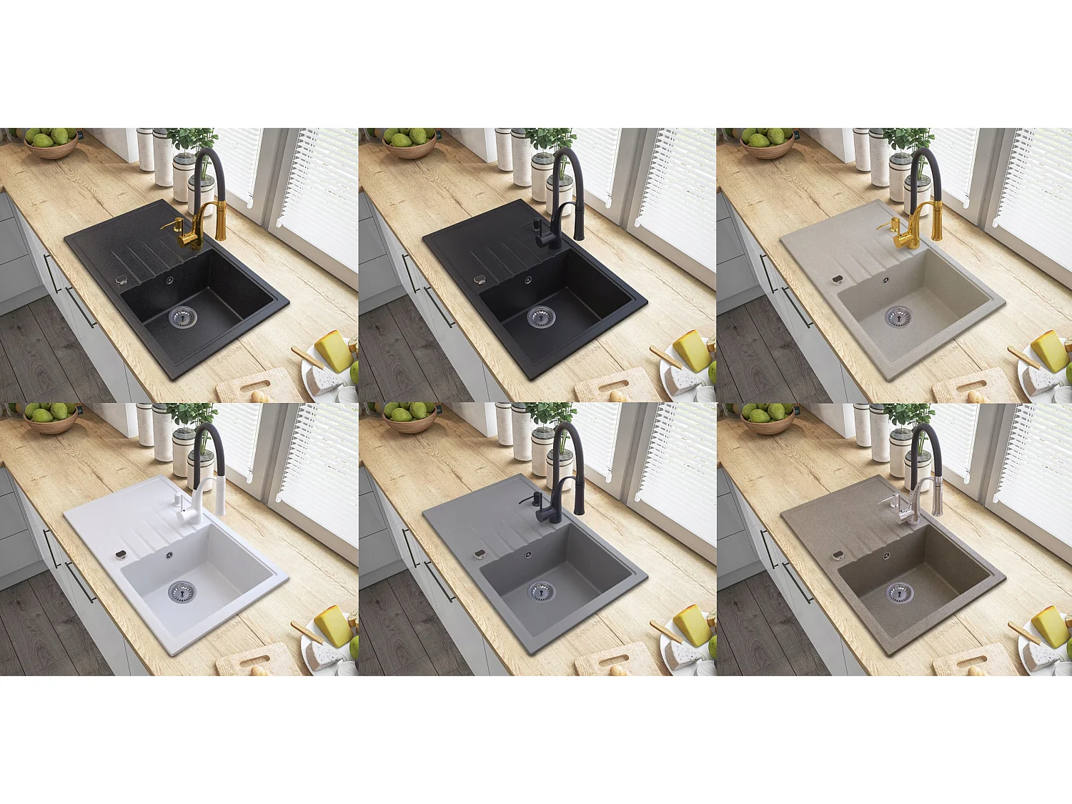 ÉVIER EN GRANIT GRAND BOL ENSEMBLE DE CUISINE