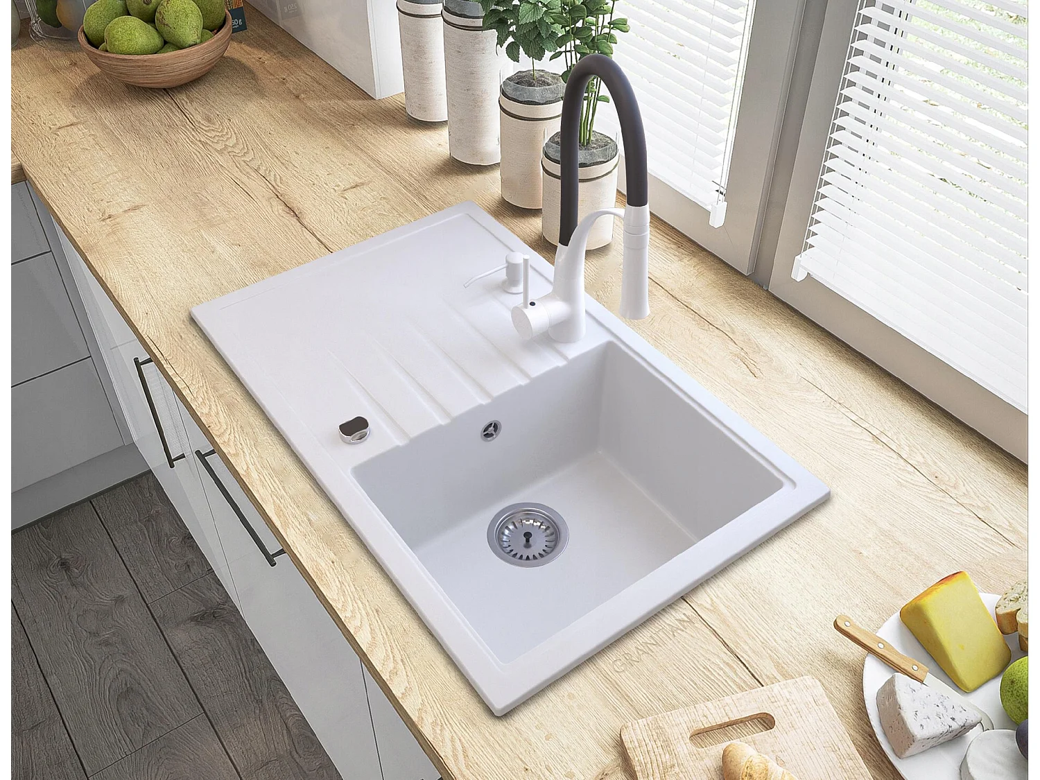 ÉVIER EN GRANIT GRAND BOL ENSEMBLE DE CUISINE