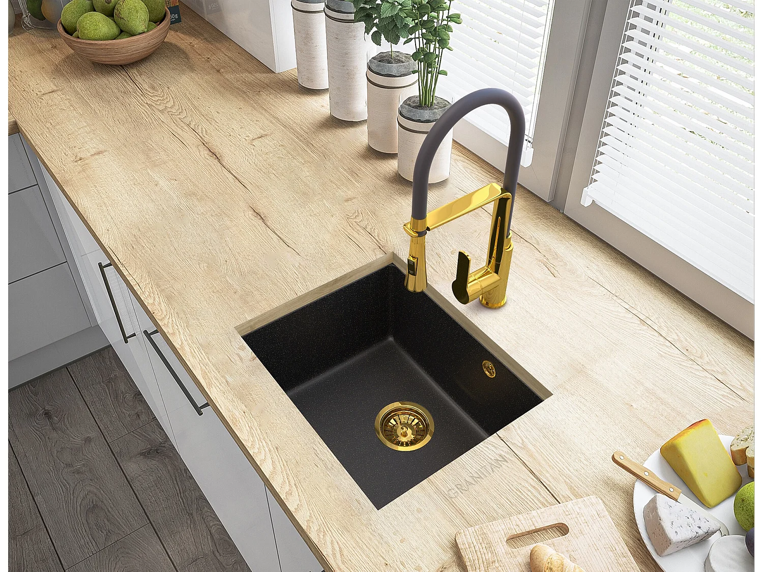 MANADO GOLD ÉVIER SOUS PLAN + ROBINETTERIE VEGAS