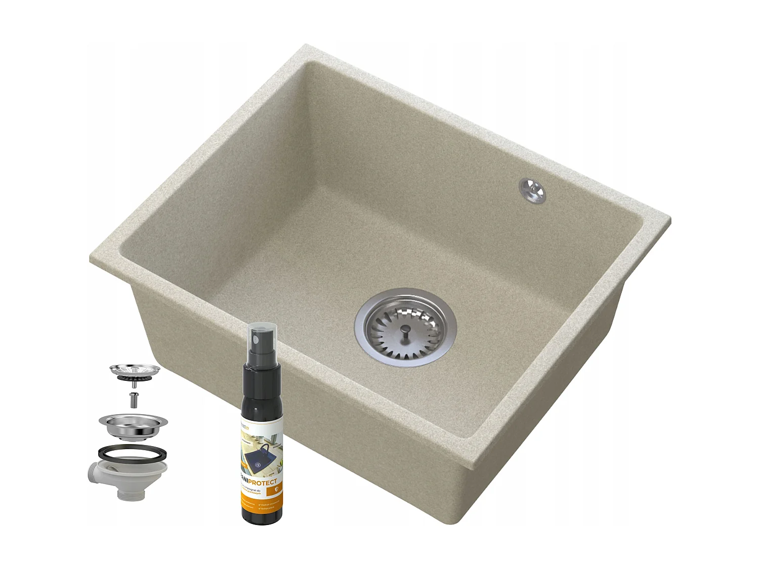 MANADO BEIGE ÉVIER SOUS PLAN CHROMÉ 50