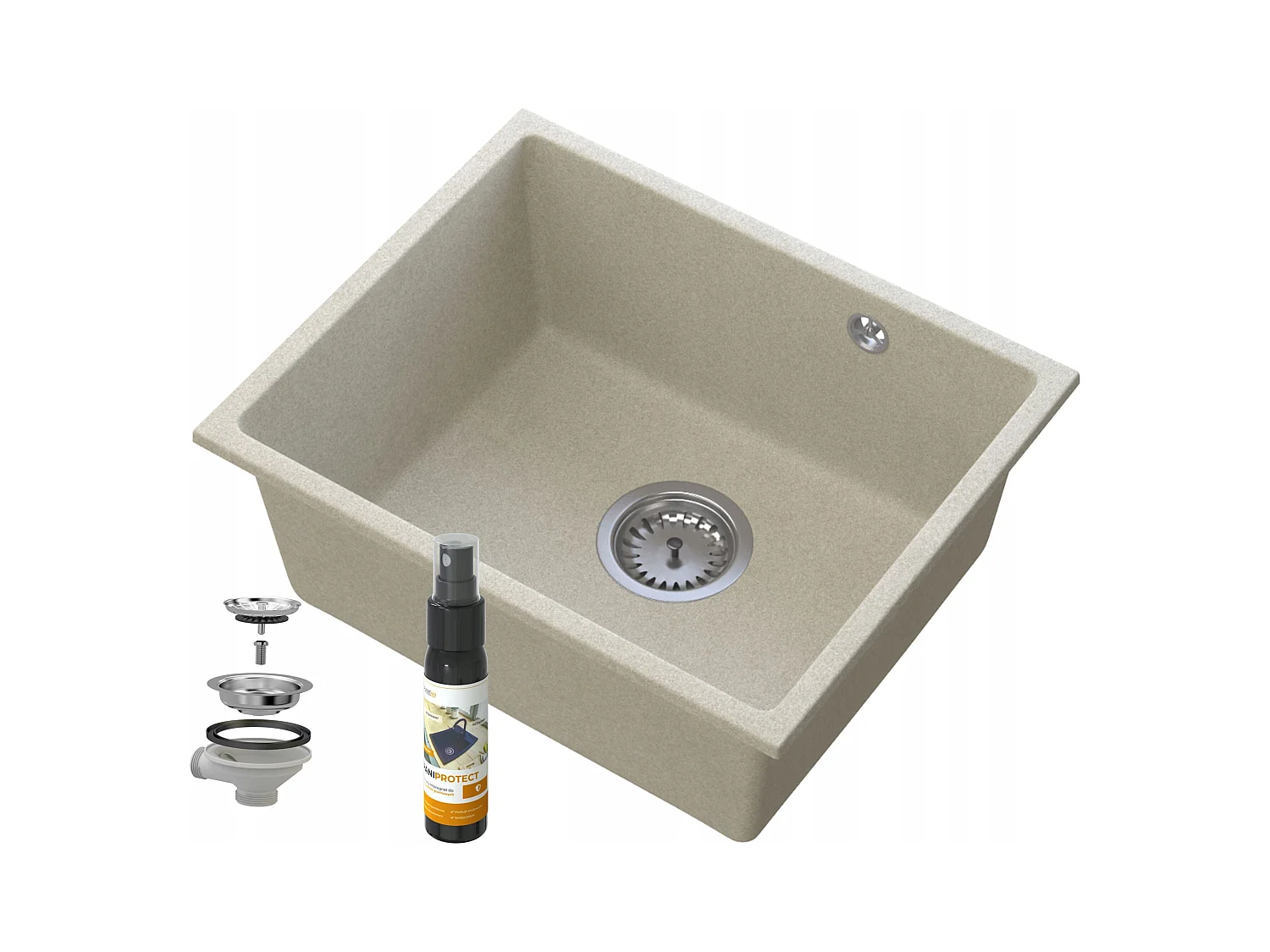 MANADO BEIGE ÉVIER SOUS PLAN CHROMÉ 50