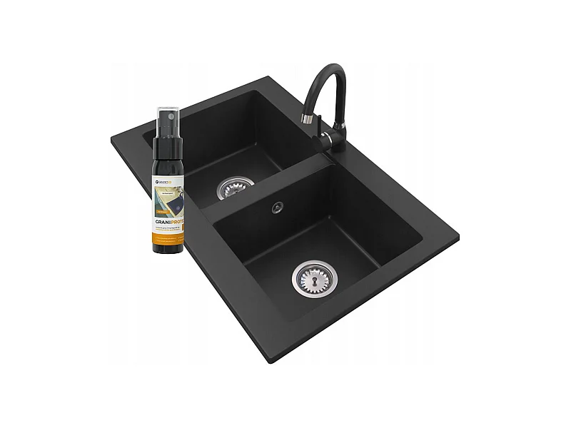 ÉVIER DOUBLE BAC EN GRANIT VERSO + ROBINETTERIE