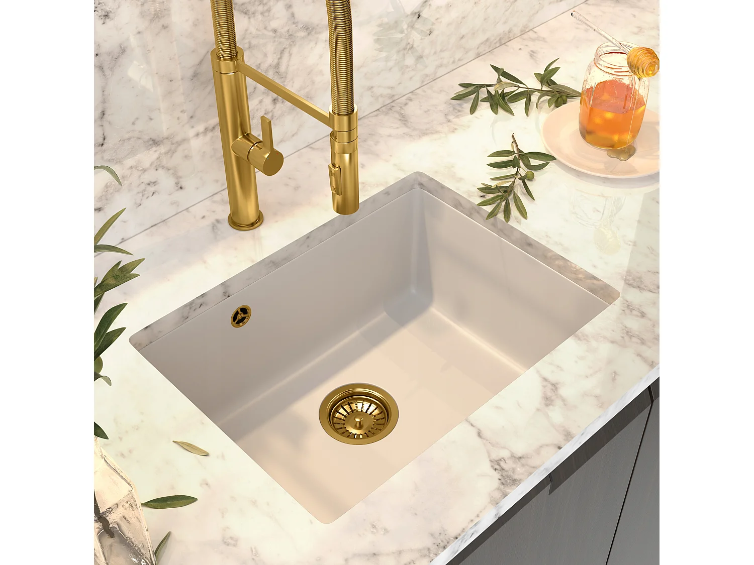 MANADO WHITE UNDERMOUNT GOLD SINK 60