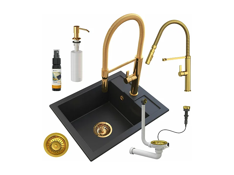 GRANITE noir évier BEST robinet siphon AUTO dispenser